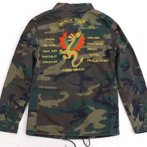 Alpha Industries Dragon Embroidered Jacket Unisex Coat Woodland Camo NEW